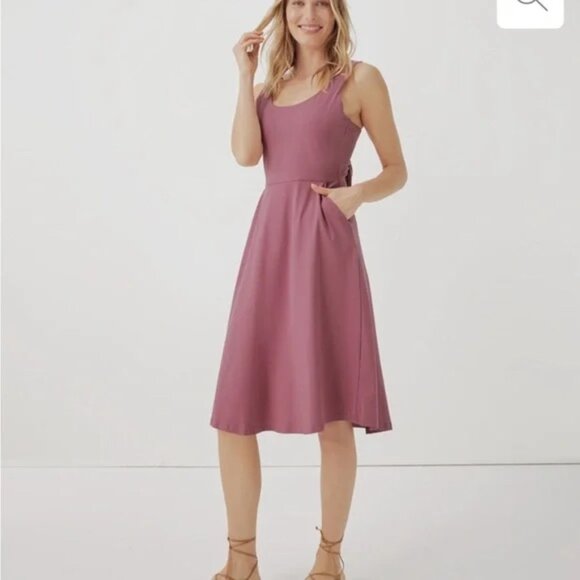 Pact Dresses & Skirts - Pact fit & flare tie-back dress pink small organic cotton